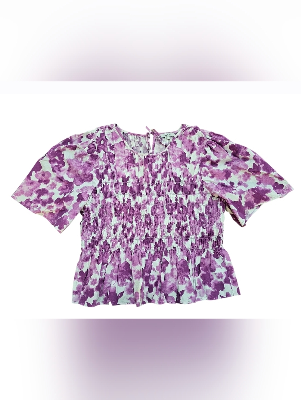 Rails Rosie Short Sleeve Blouse Iris Watercolor Floral Size Large